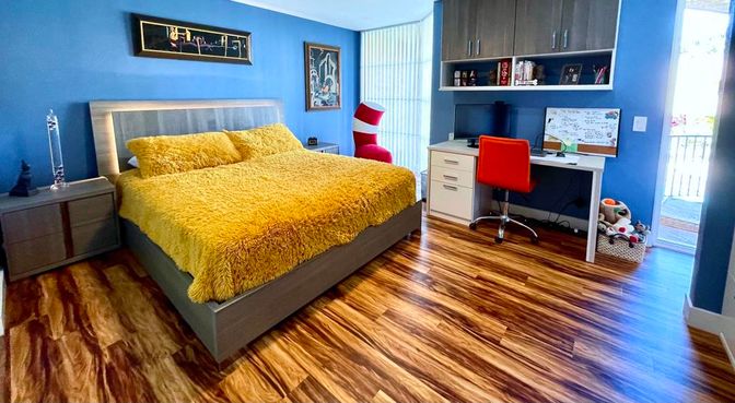 Bedroom, Home Office, Interior, Wood Texture Flooring