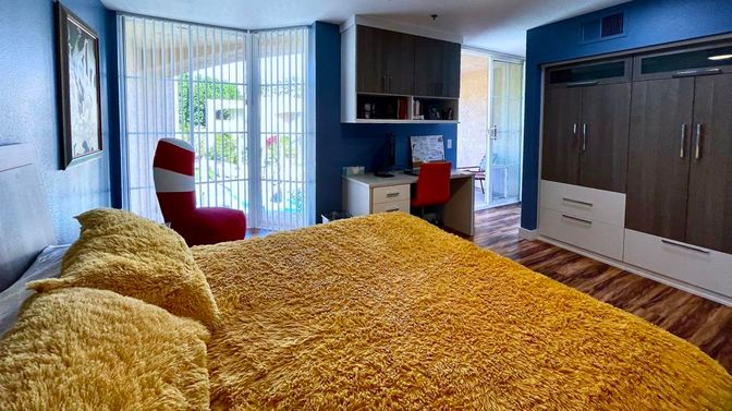 Bedroom, Home Office, Interior, Recessed Lighting, Wood Texture Flooring