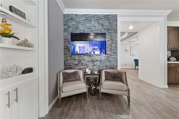 Interior, Recessed Lighting, Stone Walls, Wood Texture Flooring