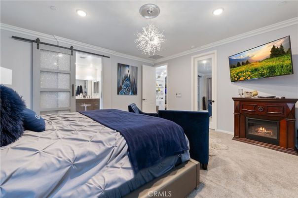 Bedroom, Fireplace, Interior, Recessed Lighting