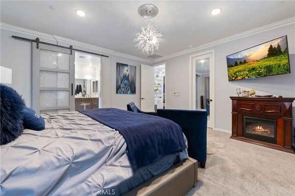 Bedroom, Fireplace, Interior, Recessed Lighting