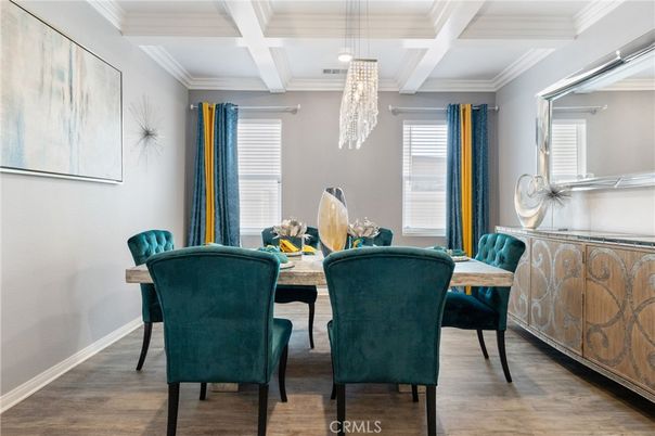 Chandelier, Dining room, Interior, Wood Texture Flooring