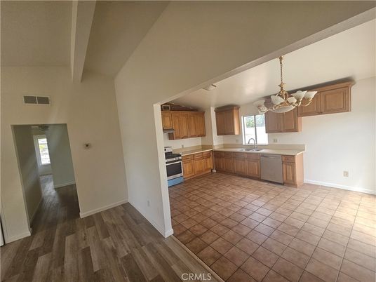 Chandelier, Interior, Kitchen, Wood Texture Flooring