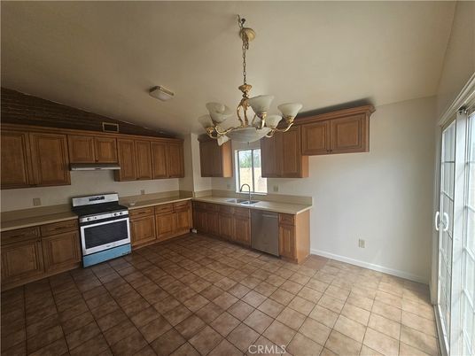 Chandelier, Interior, Kitchen, Stainless Steel Appliances
