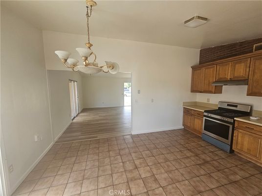 Chandelier, Empty room, Interior, Kitchen, Pendant Lights, Wood Texture Flooring