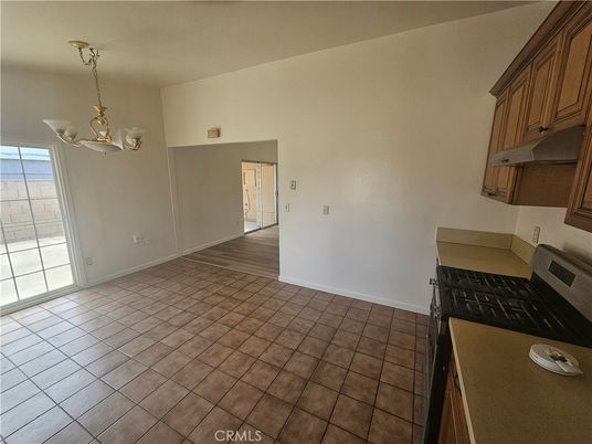 Chandelier, Empty room, Interior, Kitchen, Pendant Lights, Wood Texture Flooring