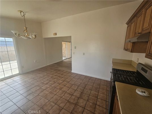 Chandelier, Empty room, Interior, Kitchen, Pendant Lights, Wood Texture Flooring