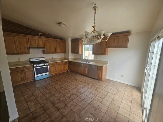Chandelier, Interior, Kitchen, Stainless Steel Appliances