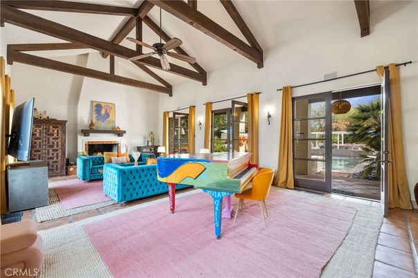 Fireplace, Interior, Piano, Wooden Beams