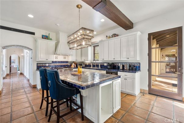 Chandelier, Interior, Kitchen, Recessed Lighting, Wooden Beams