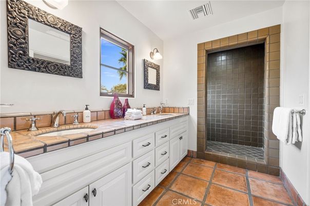 Bathroom, Dual Sink Vanities, Glass Shower, Interior, Tile Countertops