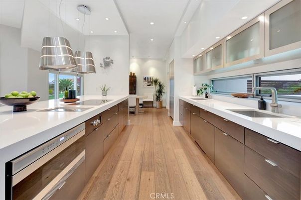 Interior, Kitchen, Pendant Lights, Recessed Lighting, Wood Texture Flooring