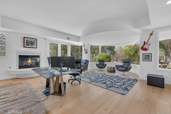 Fireplace, Home Office, Interior, Wood Texture Flooring