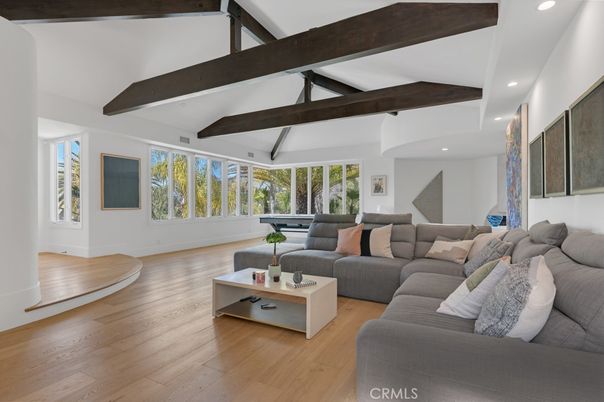 Interior, Living room, Recessed Lighting, Wooden Beams, Wood Texture Flooring