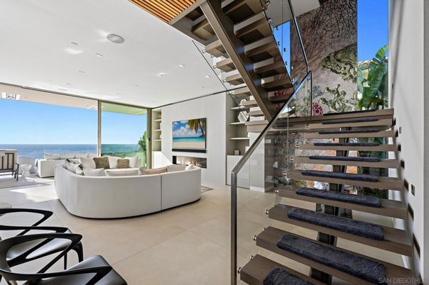 Fireplace, Interior, Living room, Recessed Lighting, Water
