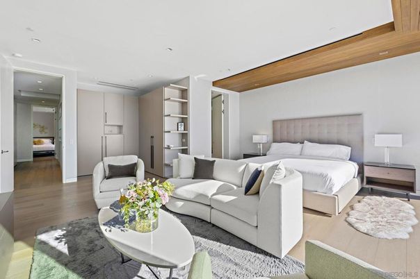 Bedroom, Interior, Recessed Lighting, Wooden Ceilings, Wood Texture Flooring