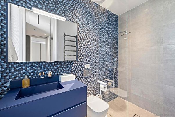 Bathroom, Glass Shower, Interior, Recessed Lighting