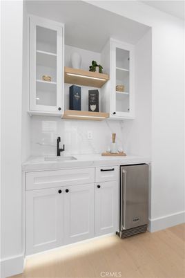 Interior, Kitchen, Marble Walls, Stainless Steel Appliances, Wood Texture Flooring