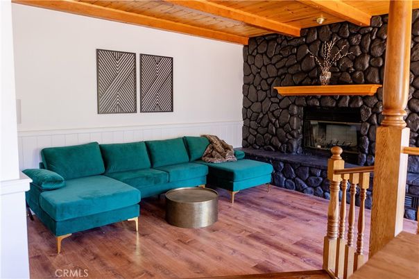 Fireplace, Interior, Living room, Stone Walls, Wooden Beams, Wooden Ceilings, Wood Texture Flooring