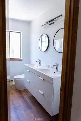 Bathroom, Dual Sink Vanities, Interior, Wood Texture Flooring