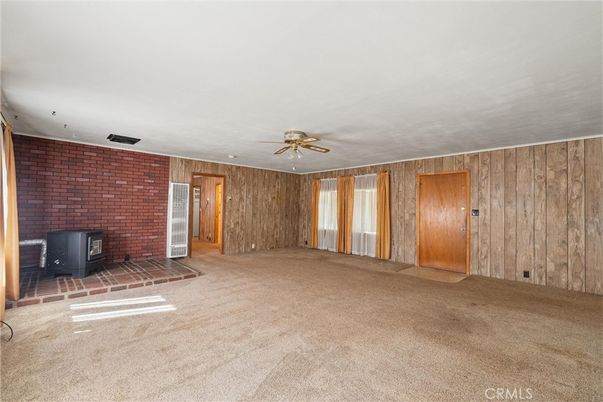 Empty room, Fireplace, Interior, Stone Walls, Wooden Walls