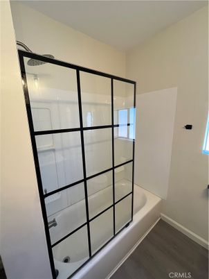 Bathroom, Glass Shower, Interior, Wood Texture Flooring