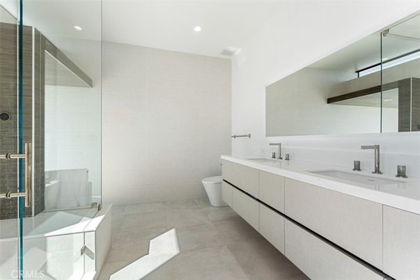 Bathroom, Dual Sink Vanities, Glass Shower, Interior, Recessed Lighting