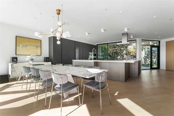Interior, Kitchen, Pendant Lights, Recessed Lighting, Wood Texture Flooring