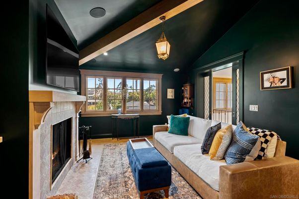 Fireplace, Interior, Living room, Pendant Lights