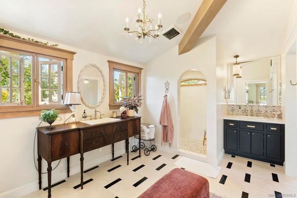 Bathroom, Chandelier, Interior