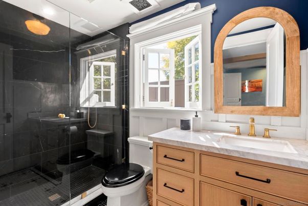 Bathroom, Glass Shower, Interior, Marble Walls