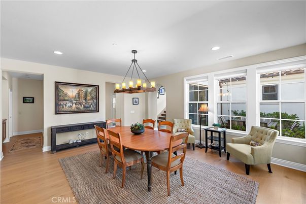 Chandelier, Dining room, Interior, Pendant Lights, Recessed Lighting, Wood Texture Flooring