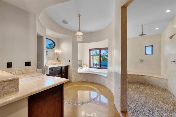 Bathroom, Chandelier, Interior, Recessed Lighting