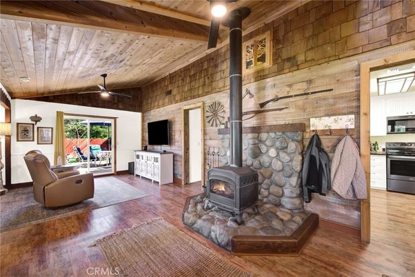 Fireplace, Interior, Kitchen, Living room, Stone Walls, Wooden Beams, Wooden Ceilings, Wood Texture Flooring, Wooden Walls