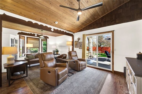 Home Theatre Room, Interior, Living room, Pendant Lights, Wooden Beams, Wooden Ceilings, Wood Texture Flooring