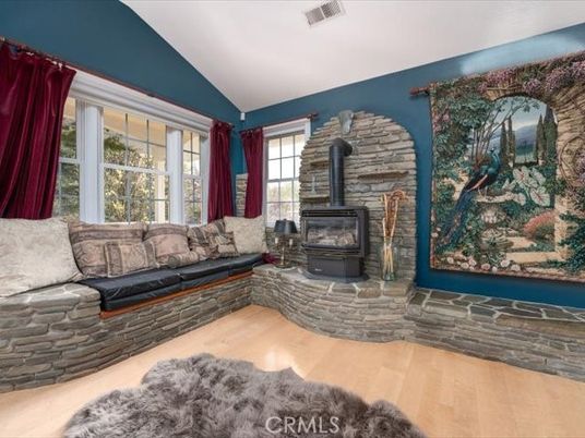 Fireplace, Interior, Stone Walls, Wood Texture Flooring