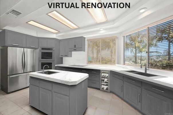 Interior, Kitchen, Marble Walls, Recessed Lighting, Stainless Steel Appliances