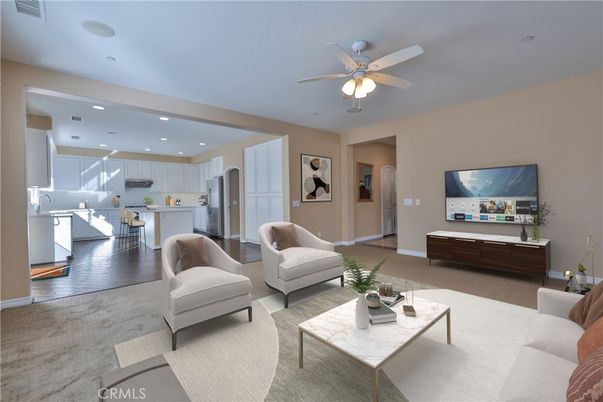 Interior, Kitchen, Living room, Recessed Lighting, Wood Texture Flooring