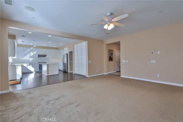 Empty room, Interior, Kitchen, Recessed Lighting, Stainless Steel Appliances
