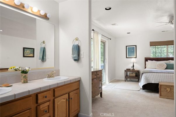 Bathroom, Bedroom, Dual Sink Vanities, Interior, Recessed Lighting, Tile Countertops