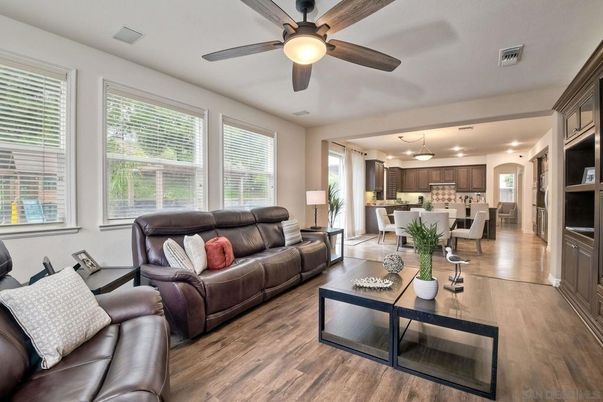 Dining room, Interior, Kitchen, Living room, Recessed Lighting, Wood Texture Flooring