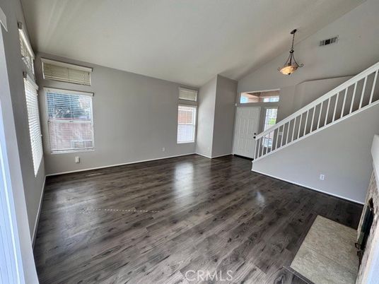 Empty room, Interior, Pendant Lights, Wood Texture Flooring