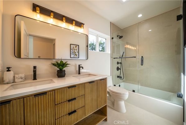 Bathroom, Dual Sink Vanities, Glass Shower, Interior, Recessed Lighting