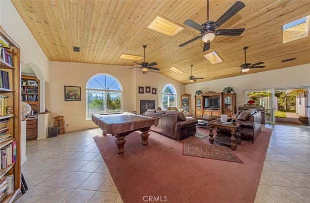 Billiard Table, Fireplace, Game Room, Interior, Living room, Wooden Ceilings