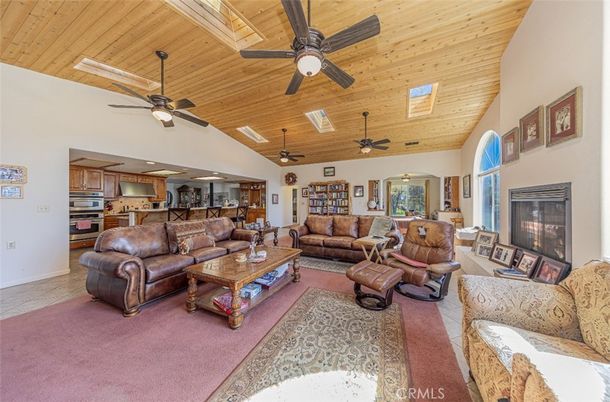 Fireplace, Interior, Kitchen, Living room, Stainless Steel Appliances, Wooden Ceilings