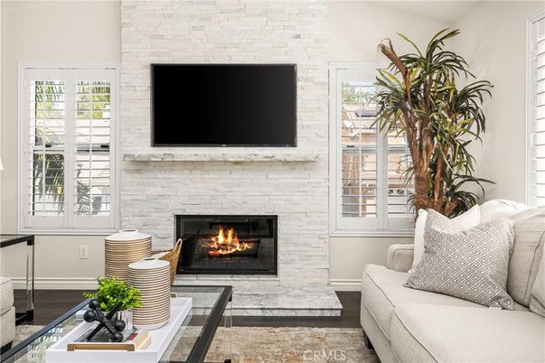 Fireplace, Interior, Living room, Stone Walls, Wood Texture Flooring