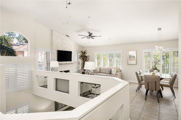 Dining room, Fireplace, Interior, Living room, Pendant Lights, Recessed Lighting, Stone Walls