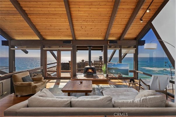 Fireplace, Interior, Living room, Water, Wooden Beams, Wooden Ceilings, Wood Texture Flooring