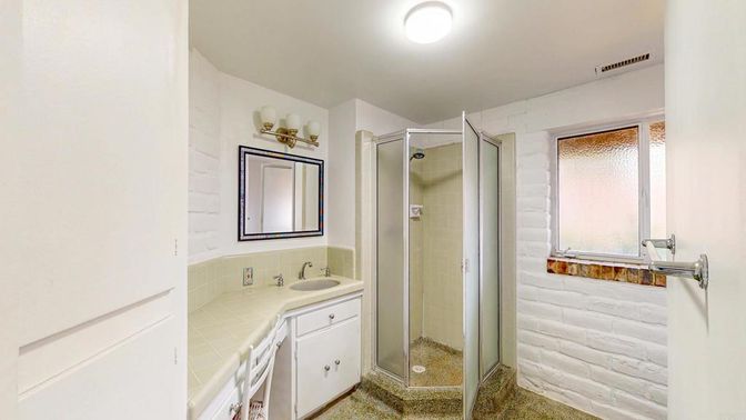 Bathroom, Glass Shower, Interior, Tile Countertops