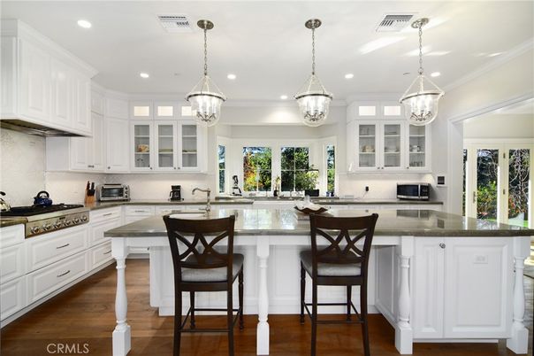 Chandelier, Interior, Kitchen, Pendant Lights, Recessed Lighting, Wood Texture Flooring